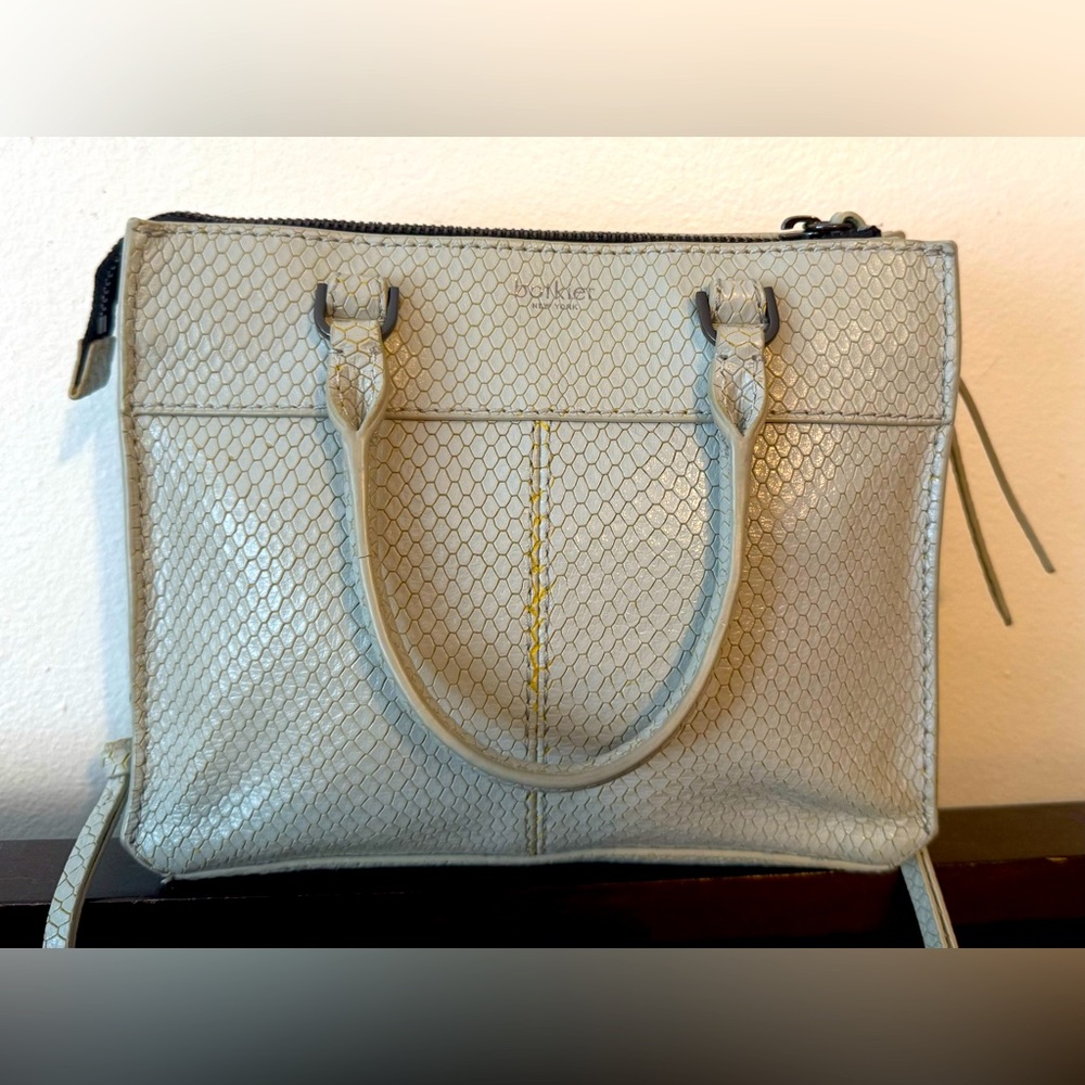 Botkier New York Mini Satchel – Snake Embossed Light Gray Leather